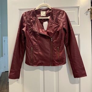 Beautiful burgundy faux leather jacket